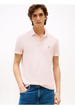 Polo Rosa Teñido En Prenda Con Logo Bordado Tommy Hilfiger