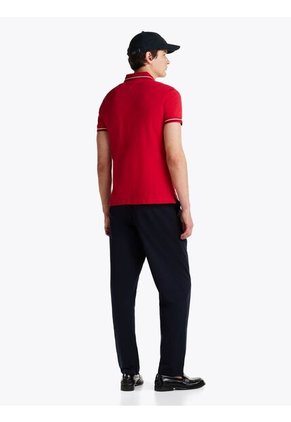 Polo Rojo Ribeteado De Corte Slim Tommy Hilfiger