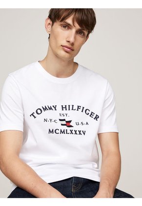 Camiseta Blanca Con Logo Bordado Tommy Hilfiger