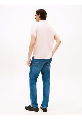 Polo Rosa Teñido En Prenda Con Logo Bordado Tommy Hilfiger