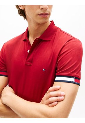 Polo Rojo Slim Con Manga Corta Tommy Hilfiger