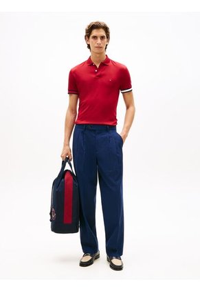 Polo Rojo Slim Con Manga Corta Tommy Hilfiger