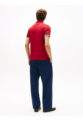 Polo Rojo Slim Con Manga Corta Tommy Hilfiger