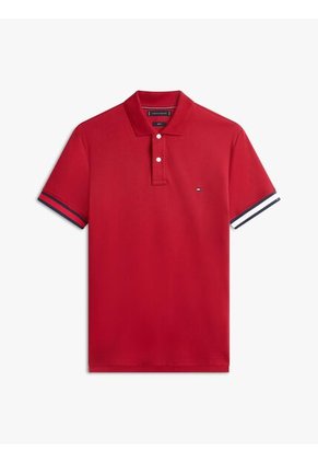 Polo Rojo Slim Con Manga Corta Tommy Hilfiger