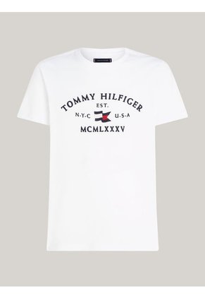 Camiseta Blanca Con Logo Bordado Tommy Hilfiger