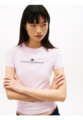 Camiseta Rosa Essential De Corte Slim Tommy Jeans