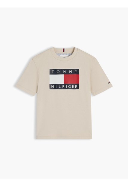 Camiseta Beige De Punto Heritage Con Logo Tommy Hilfiger