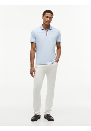 Polo Celeste En Algodón Fluido De Corte Regular Tommy Hilfiger