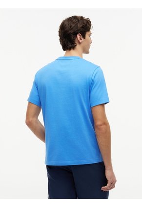 Camiseta Azul De Cuello Redondo Con Logo Bordado Tommy Hilfiger