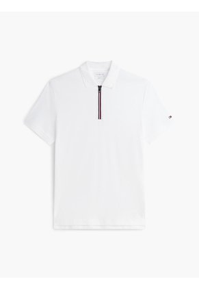 Polo Blanco En Algodón Fluido De Corte Regular Tommy Hilfiger