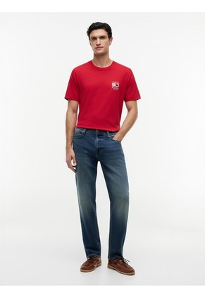 Camiseta Roja De Corte Regular Con Logo Box Flag Tommy Hilfiger