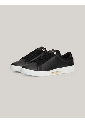Tenis Negro En Cuero Tommy Hilfiger