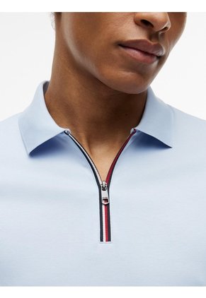 Polo Celeste En Algodón Fluido De Corte Regular Tommy Hilfiger