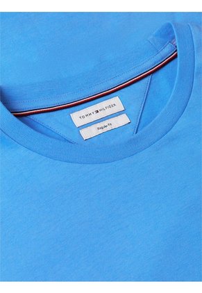 Camiseta Azul De Cuello Redondo Con Logo Bordado Tommy Hilfiger