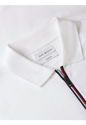 Polo Blanco En Algodón Fluido De Corte Regular Tommy Hilfiger
