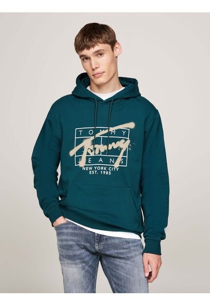 Buzo Verde Con Logo Distintivo Estilo Graffiti Tommy Jeans