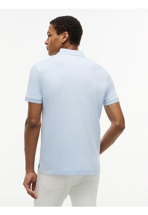 Polo Celeste En Algodón Fluido De Corte Regular Tommy Hilfiger