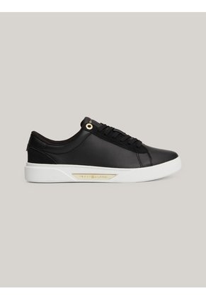 Tenis Negro En Cuero Tommy Hilfiger