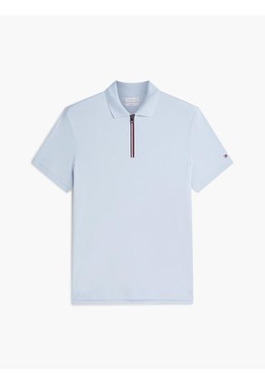 Polo Celeste En Algodón Fluido De Corte Regular Tommy Hilfiger