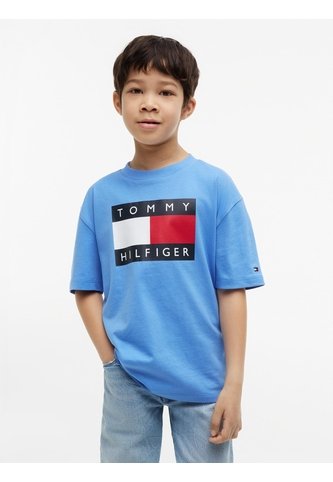 Camiseta Celeste De Punto Heritage Con Logo Tommy Hilfiger Tommy Hilfiger