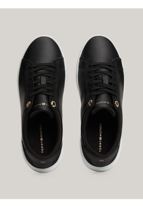 Tenis Negro En Cuero Tommy Hilfiger