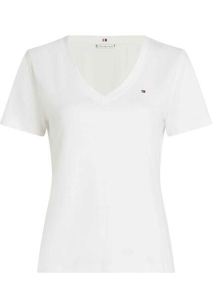 Camiseta Blanca Con Cuello En V Tommy Hilfiger