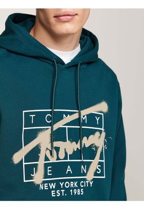 Buzo Verde Con Logo Distintivo Estilo Graffiti Tommy Jeans