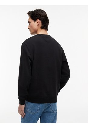 Saco Negro De Cuello Redondo Con Logo Estampado En El Pecho Tommy Jeans