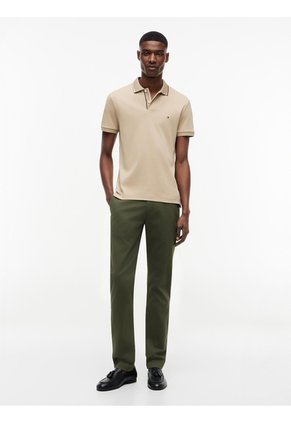 Polo Khaki De Corte Slim Con Logo Tommy Hilfiger