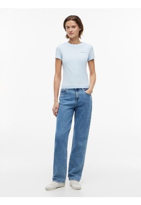 Camiseta Celeste Slim De Punto Con Logo Tommy Jeans