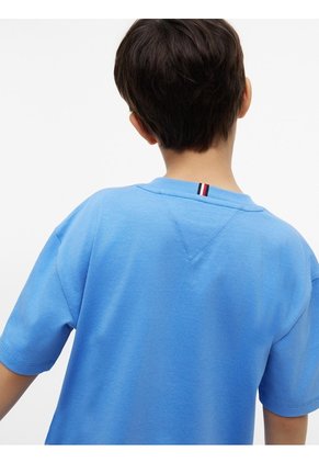 Camiseta Celeste De Punto Heritage Con Logo Tommy Hilfiger