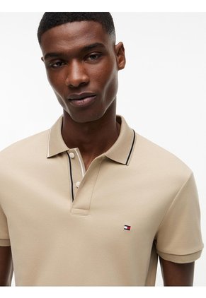Polo Khaki De Corte Slim Con Logo Tommy Hilfiger