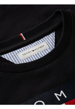 Camiseta Negra De Corte Amplio Con Logo Heritage Tommy Hilfiger