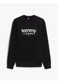 Saco Negro De Cuello Redondo Con Logo Estampado En El Pecho Tommy Jeans de Tommy Hilfiger