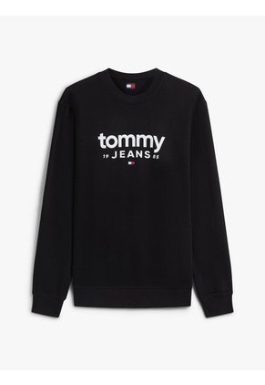 Saco Negro De Cuello Redondo Con Logo Estampado En El Pecho Tommy Jeans