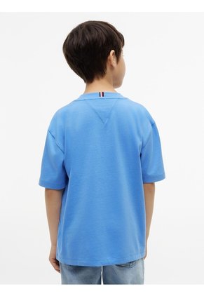 Camiseta Celeste De Punto Heritage Con Logo Tommy Hilfiger