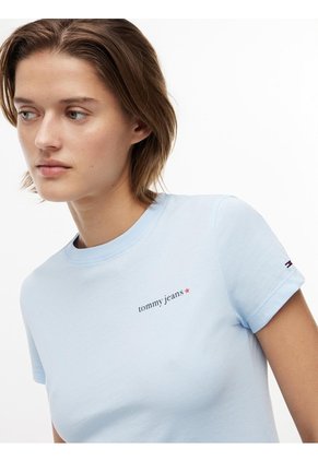 Camiseta Celeste Slim De Punto Con Logo Tommy Jeans