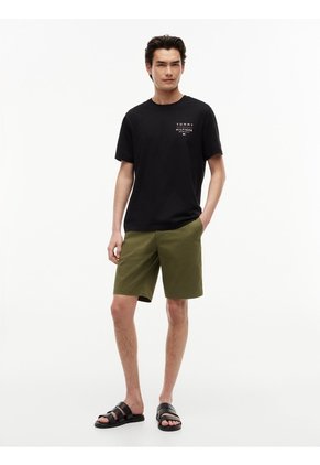 Camiseta Negra De Cuello Redondo Con Logo Estampado Gráfico Tommy Hilfiger