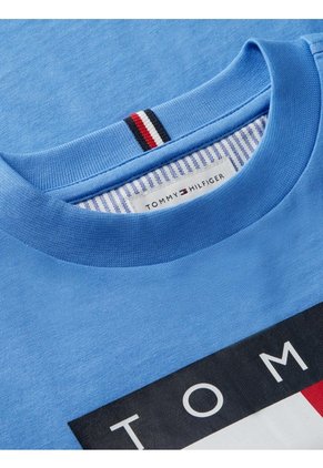 Camiseta Celeste De Punto Heritage Con Logo Tommy Hilfiger