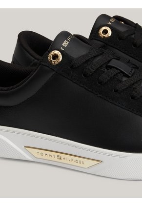 Tenis Negro En Cuero Tommy Hilfiger