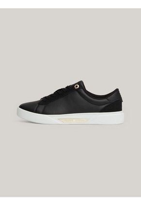 Tenis Negro En Cuero Tommy Hilfiger