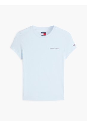 Camiseta Celeste Slim De Punto Con Logo Tommy Jeans