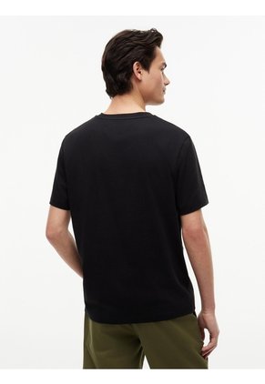 Camiseta Negra De Cuello Redondo Con Logo Estampado Gráfico Tommy Hilfiger