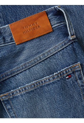 Jeans Azul De Talle Alto Rectos Con Costura Girada Tommy Hilfiger