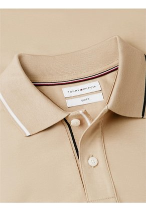 Polo Khaki De Corte Slim Con Logo Tommy Hilfiger