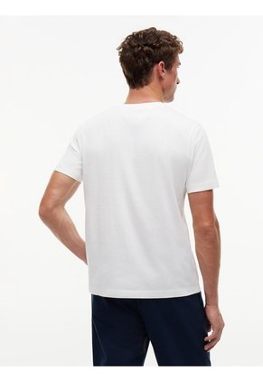 Camiseta Blanca De Cuello Redondo De Punto Con Logo Tommy Hilfiger
