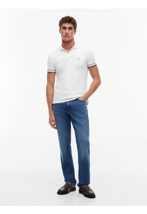Polo Blanco En Algodón Fluido De Corte Slim Tommy Hilfiger
