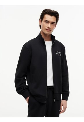Chaqueta Negra De Cuello Alto Con Cierre De Cremallera Tommy Hilfiger
