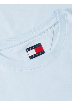Camiseta Celeste Slim De Punto Con Logo Tommy Jeans