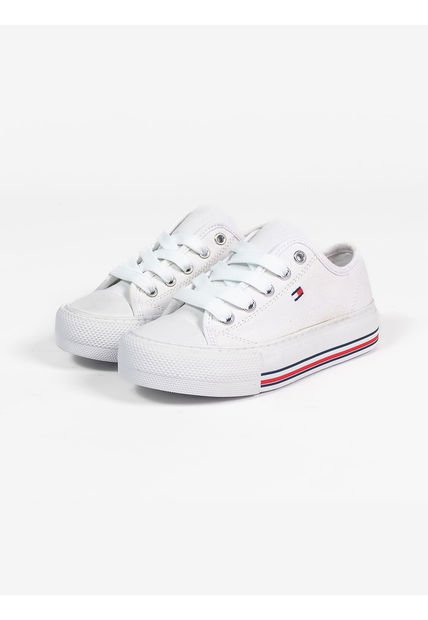 Tenis Con Ojales A Contraste Niña Blanco Tommy Hilfiger